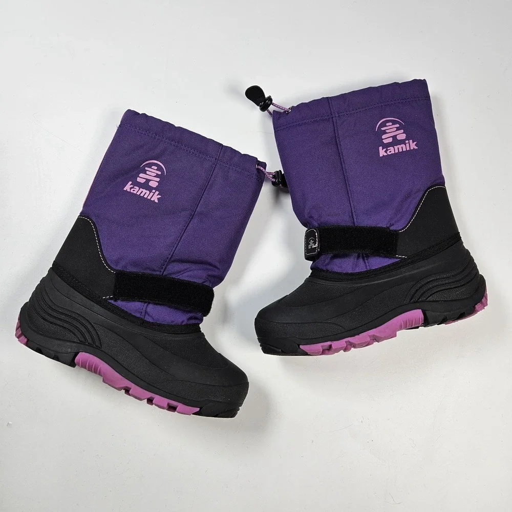 Kamik‎ Snow Boots Kids Size 4 Purple Waterproof Insulated Winter Made in Canada